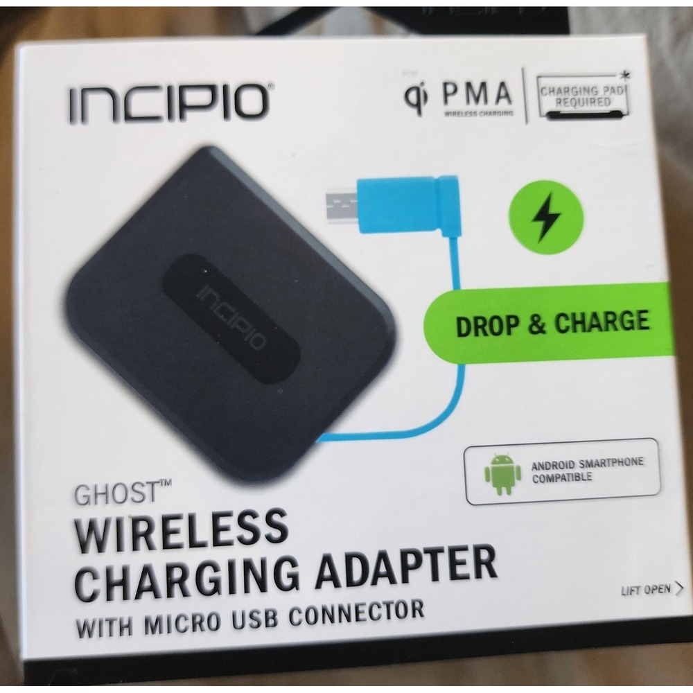 Incipio Ghost Wireless Charging Adapter Qi PMA Micro-USB Black Universal Android